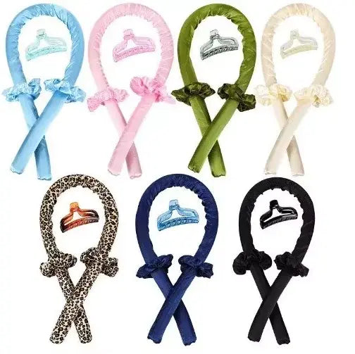 Set of colorful hair ties with various designs on a white background