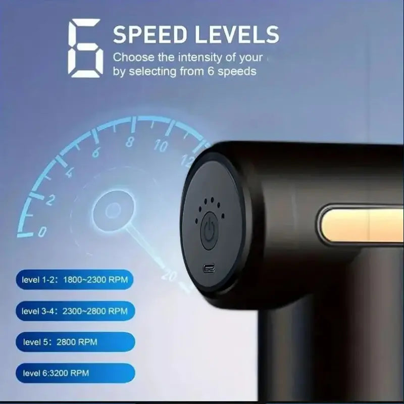 Product with speed level indicator on a blue background