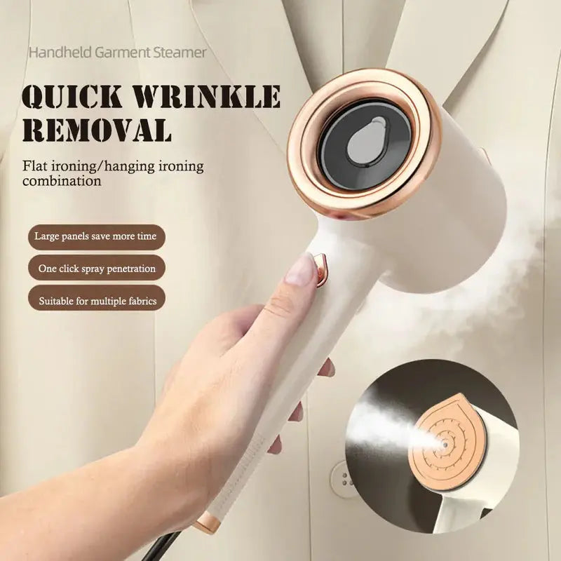 Mini garment steamer – portable fabric wrinkle remover for travel & home (US plug)